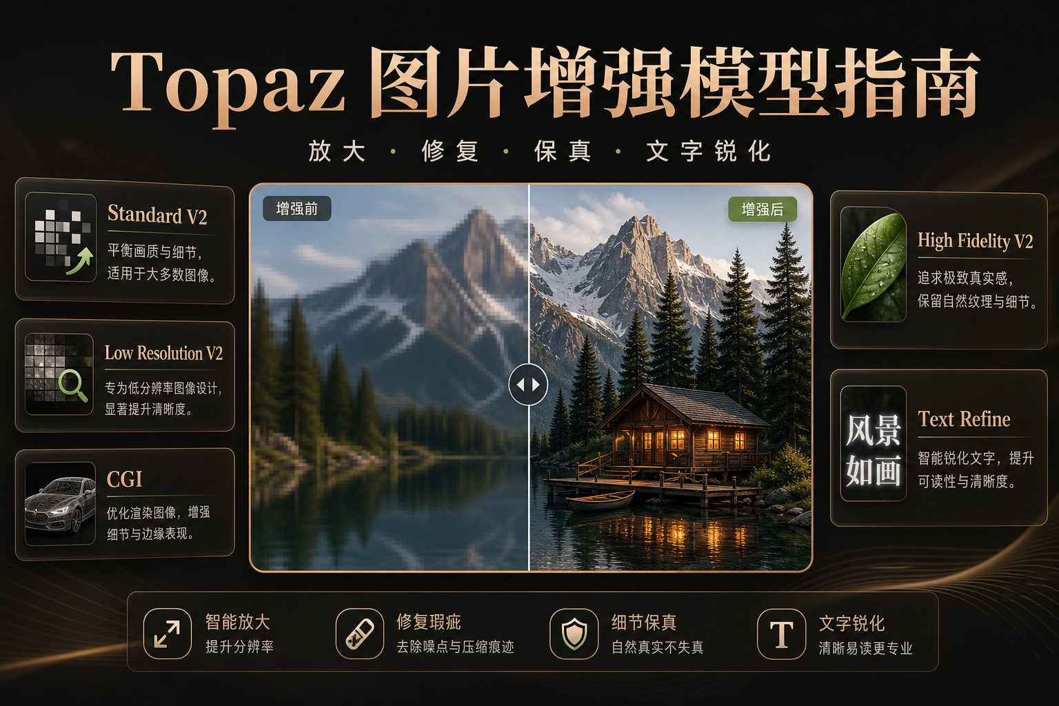 献丑 AI 画布中的 Topaz Standard V2 图片增强配置界面