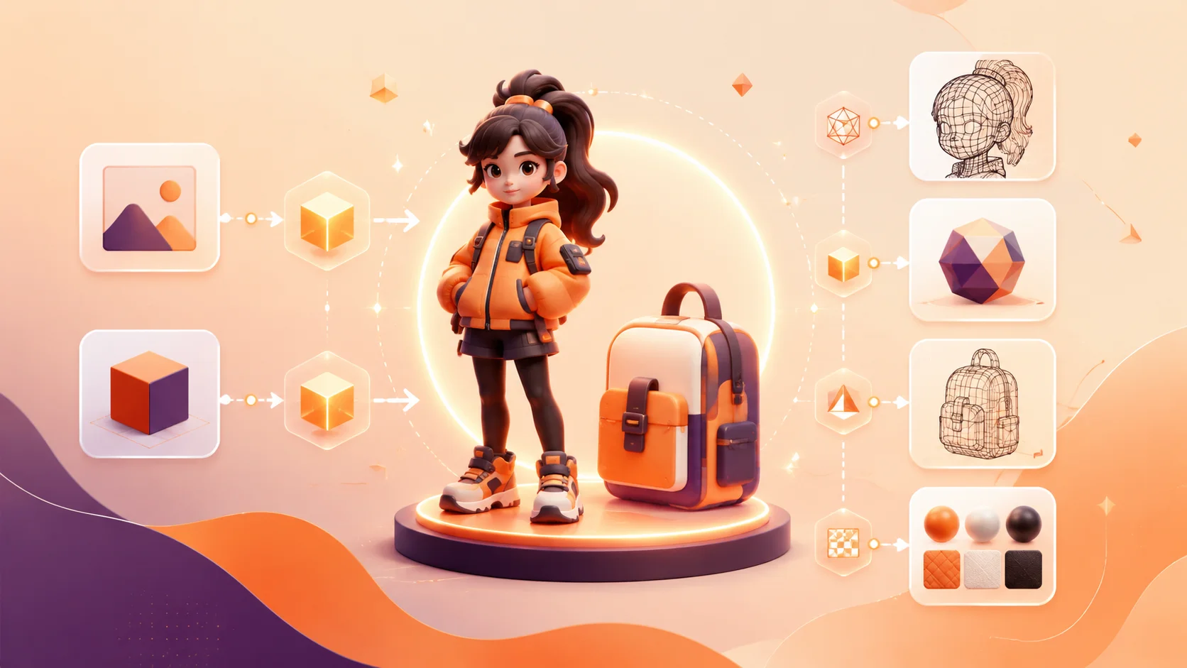 献丑 AI 画布中的 Tripo 3D 文生 3D 与图生 3D 节点配置界面